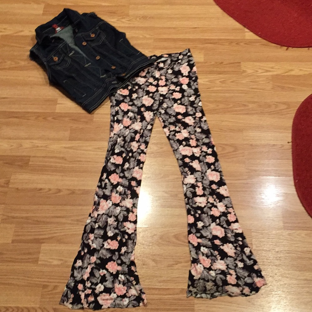 High waist aero bell bottom leggings+denim